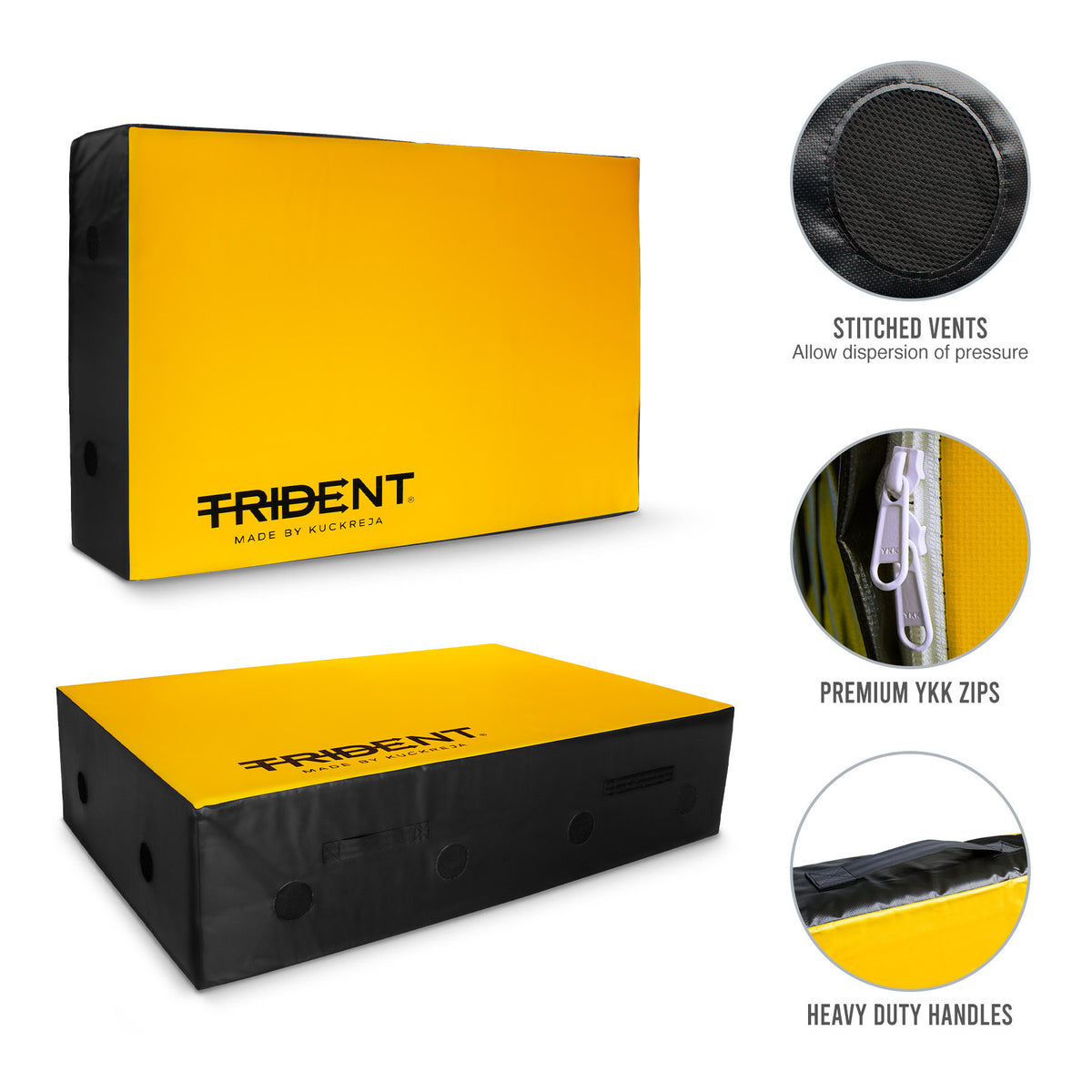 Trident High Jump Landing Mat – 6′ x 4′ x 18″ (Yellow/Black)