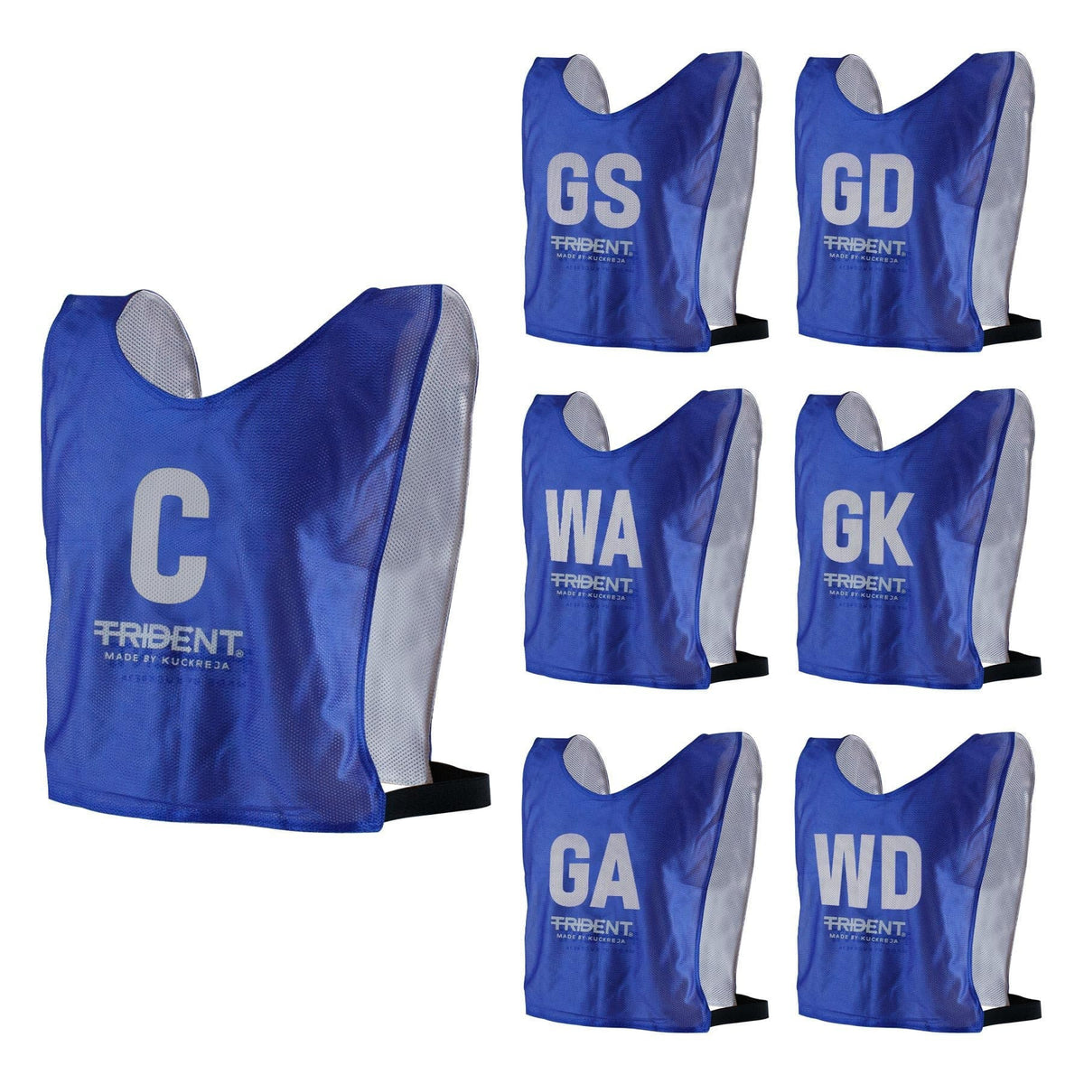 Trident Reversible Netball Bibs Set - Blue/White (Senior)