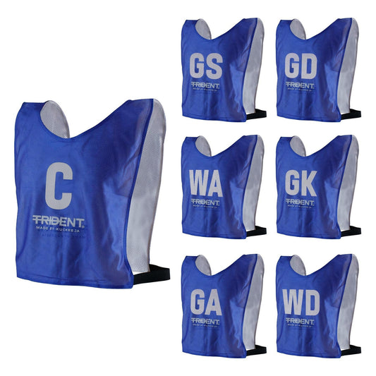 Trident Reversible Netball Bibs Set - Blue/White (Senior)