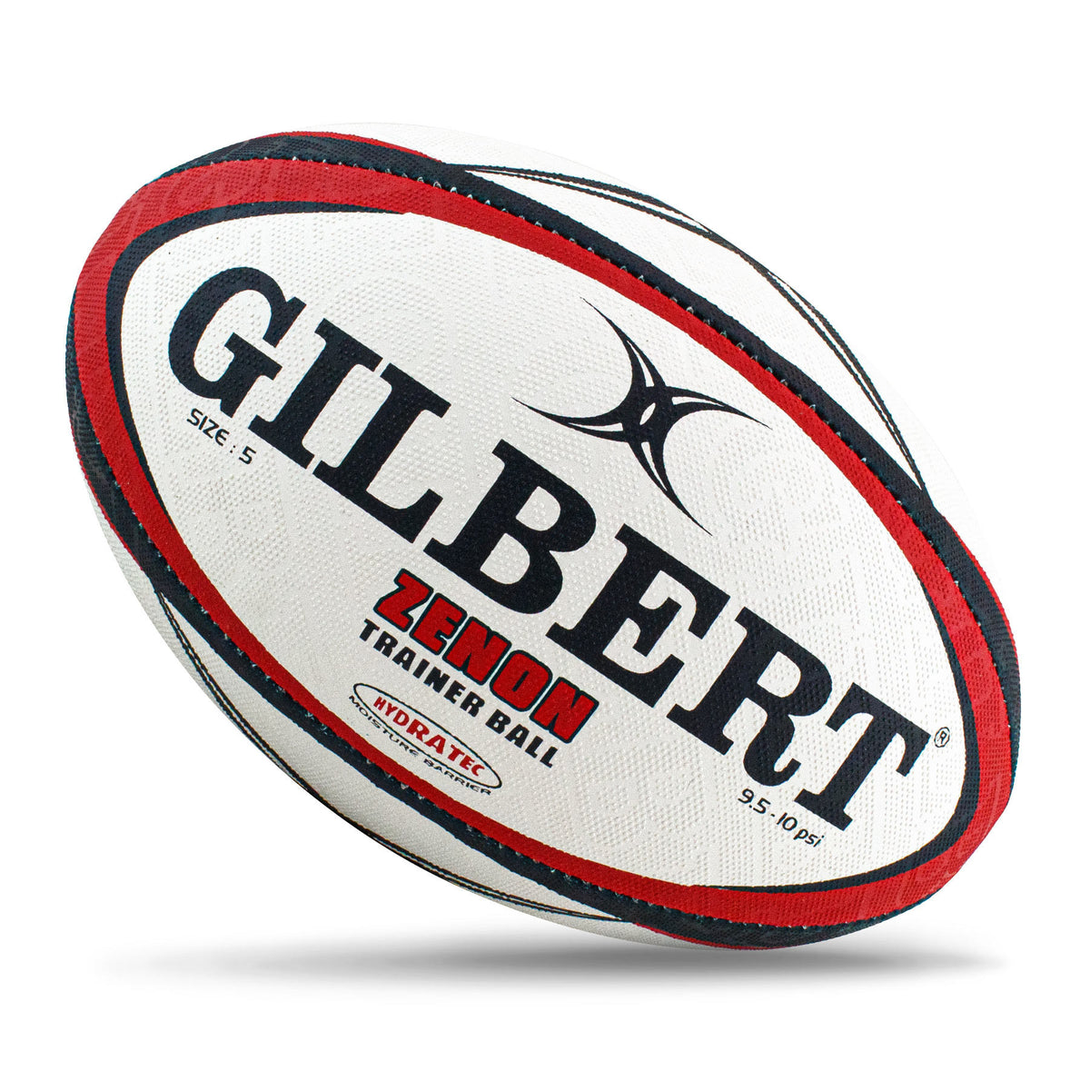 Gilbert Zenon Rugby Ball - Red (Size 5, 4, 3)