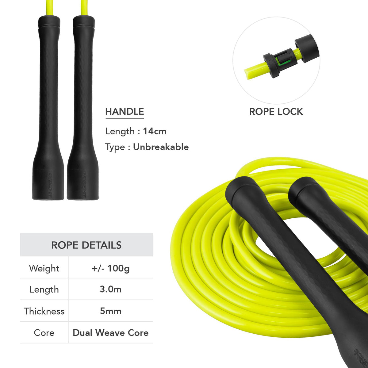 Trident Premium Skipping Rope - Electric Neon