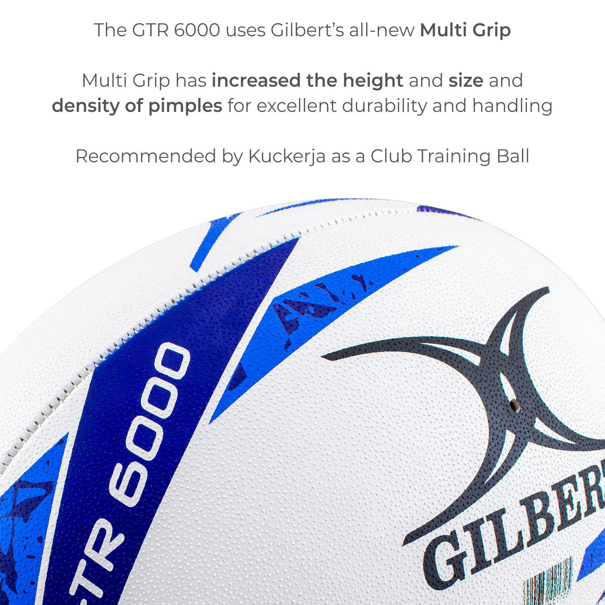 Gilbert GTR 6000 Rugby Ball - Blue (Size 5)
