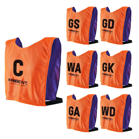 Trident Reversible Netball Bibs Set - Blue/Orange (Senior)