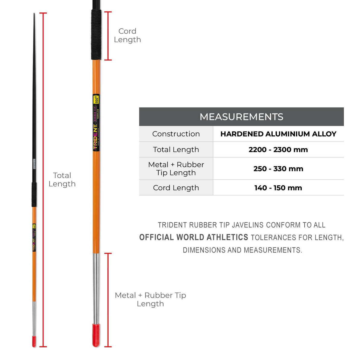 Trident Rubber Tip Javelin – 500g