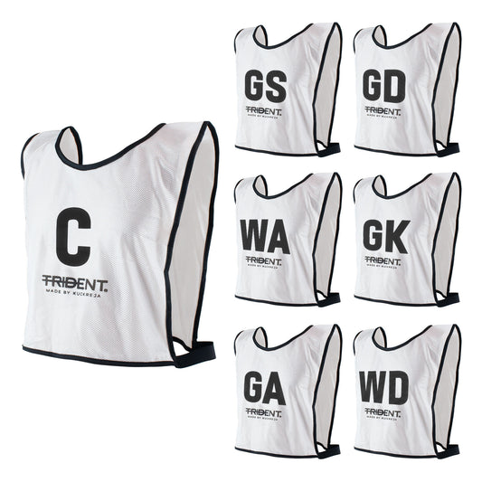 Trident Netball Bibs Set – White (Senior, Junior)