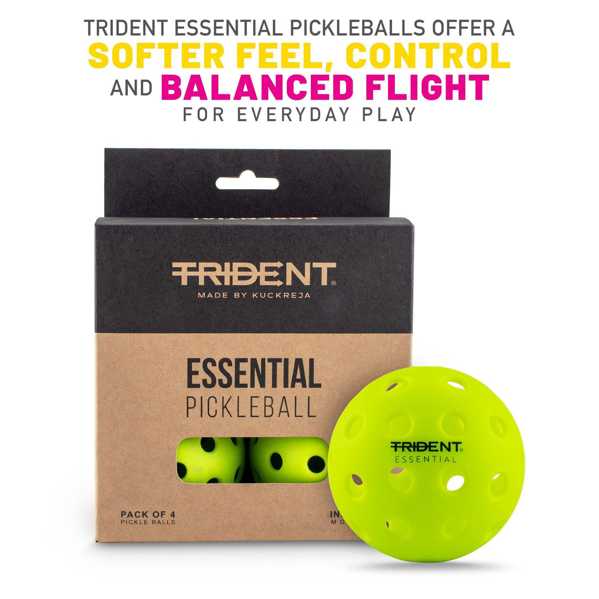 Trident Essential Pickleball Balls - Neon (Set of 4)