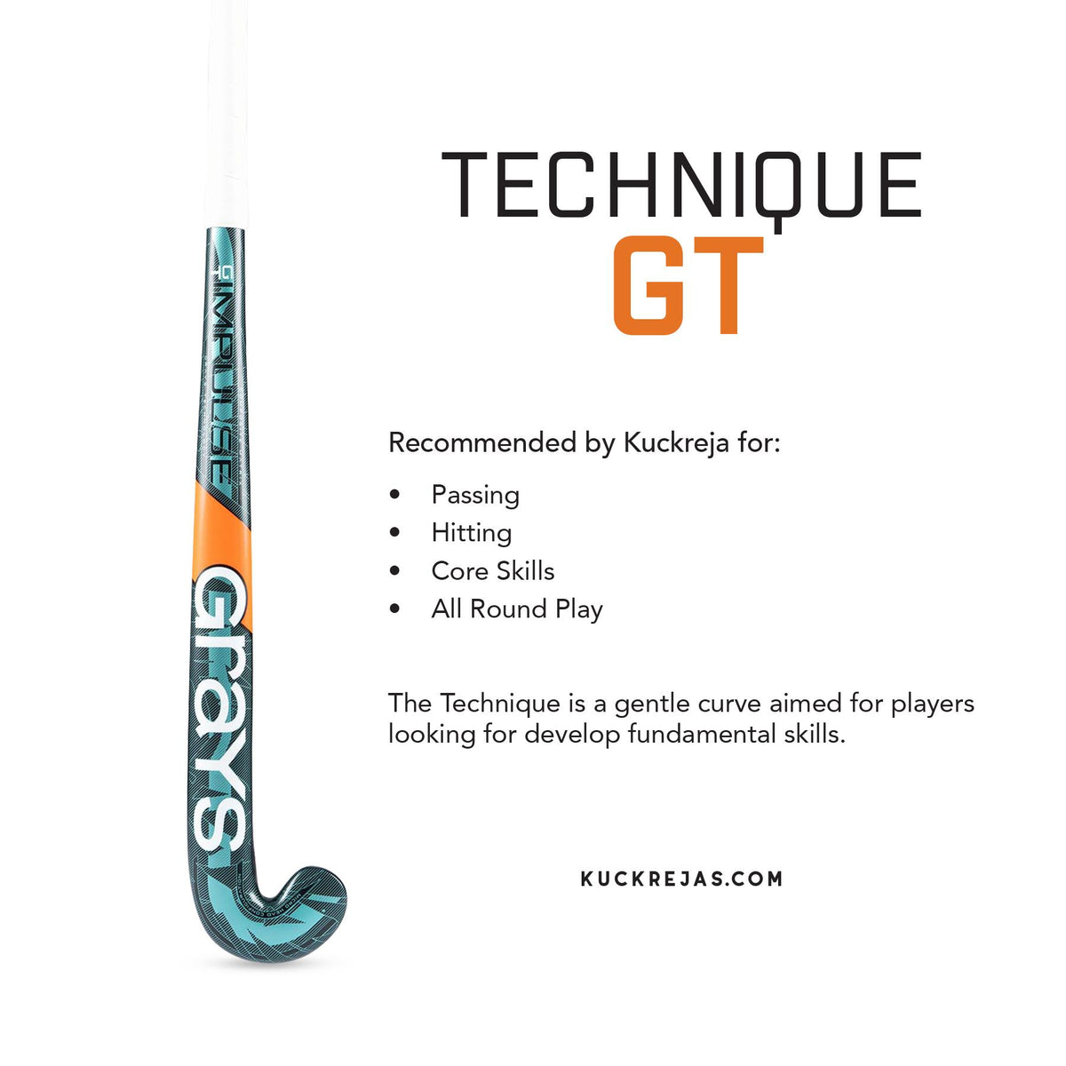 Grays Impulse Wooden Hockey Stick - Ocean Blue