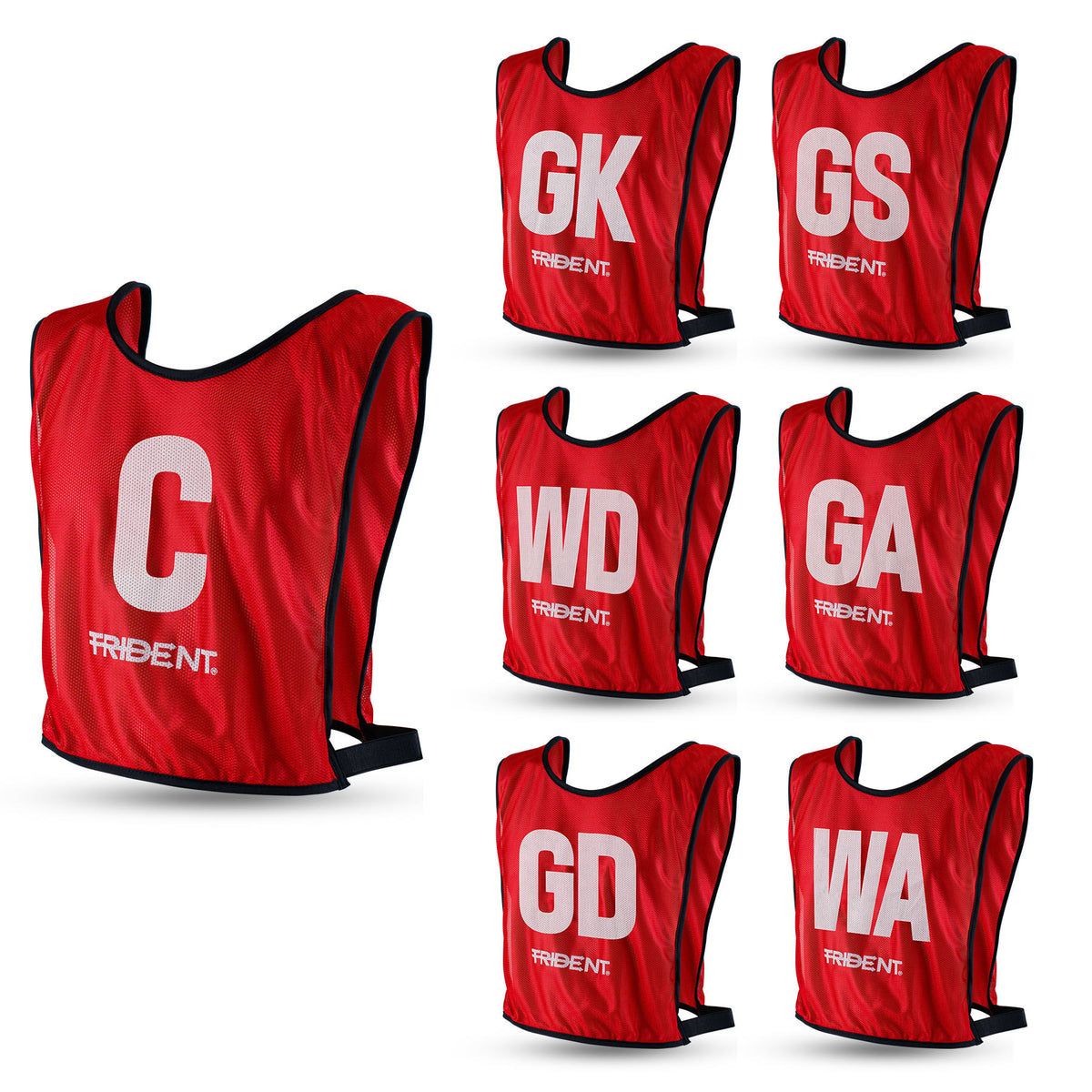 Trident Netball Bibs Set – Red (Senior, Junior)