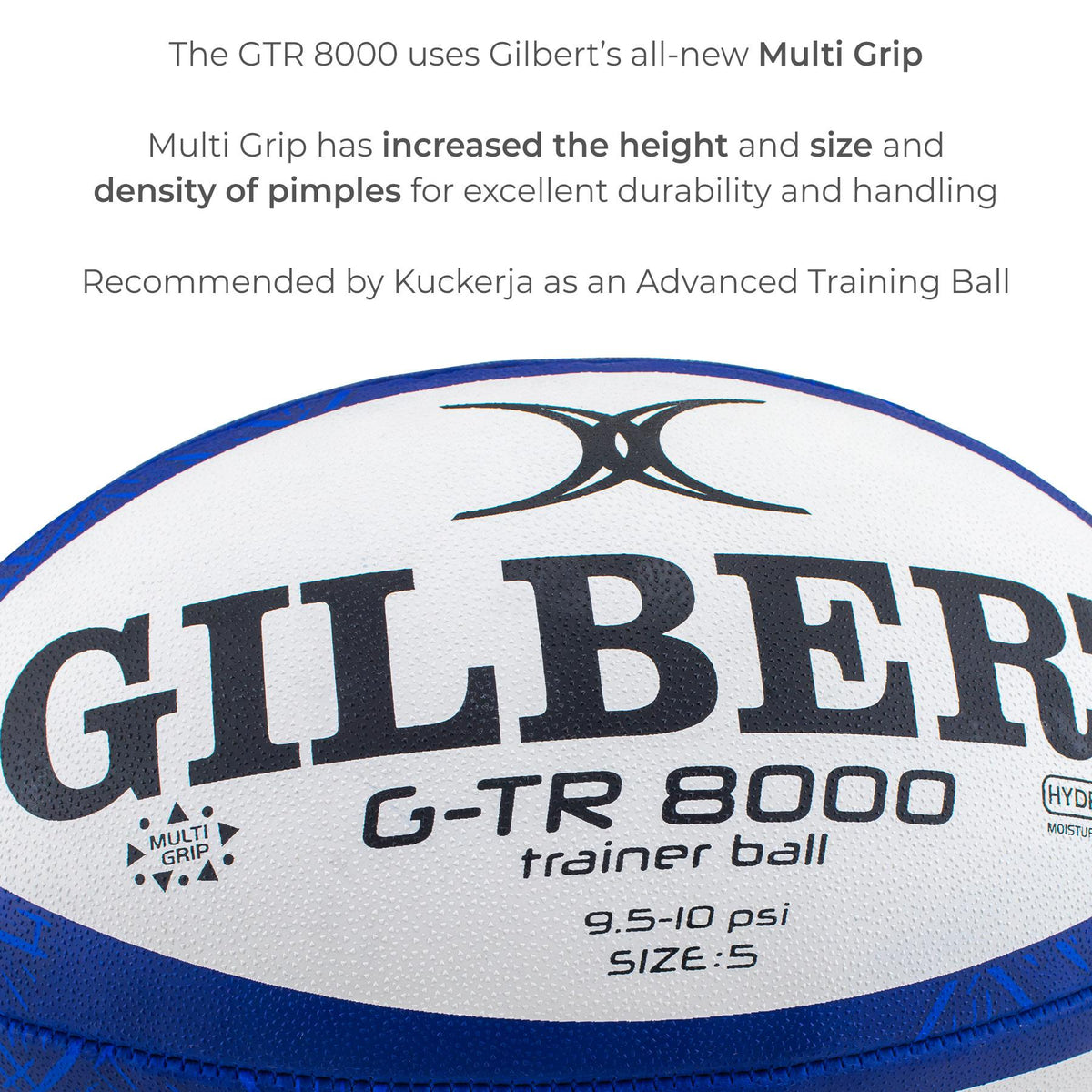 Gilbert GTR 8000 Rugby Ball - Navy (Size 5, 4, 3)