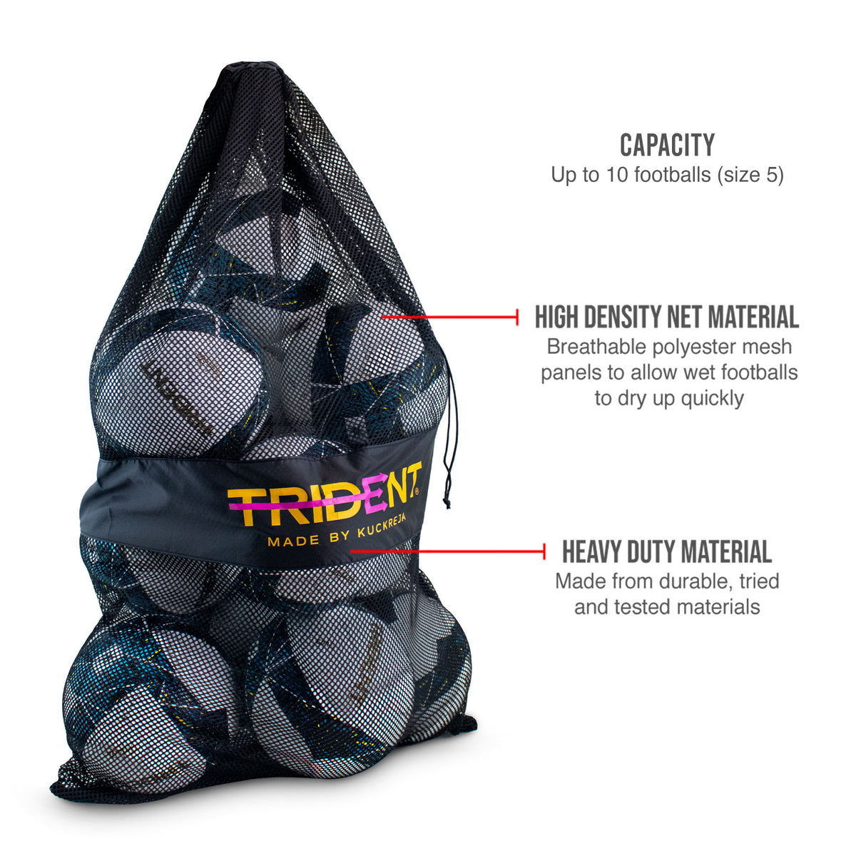 Trident Milestone Fine Mesh Ball Bag - 10 Balls