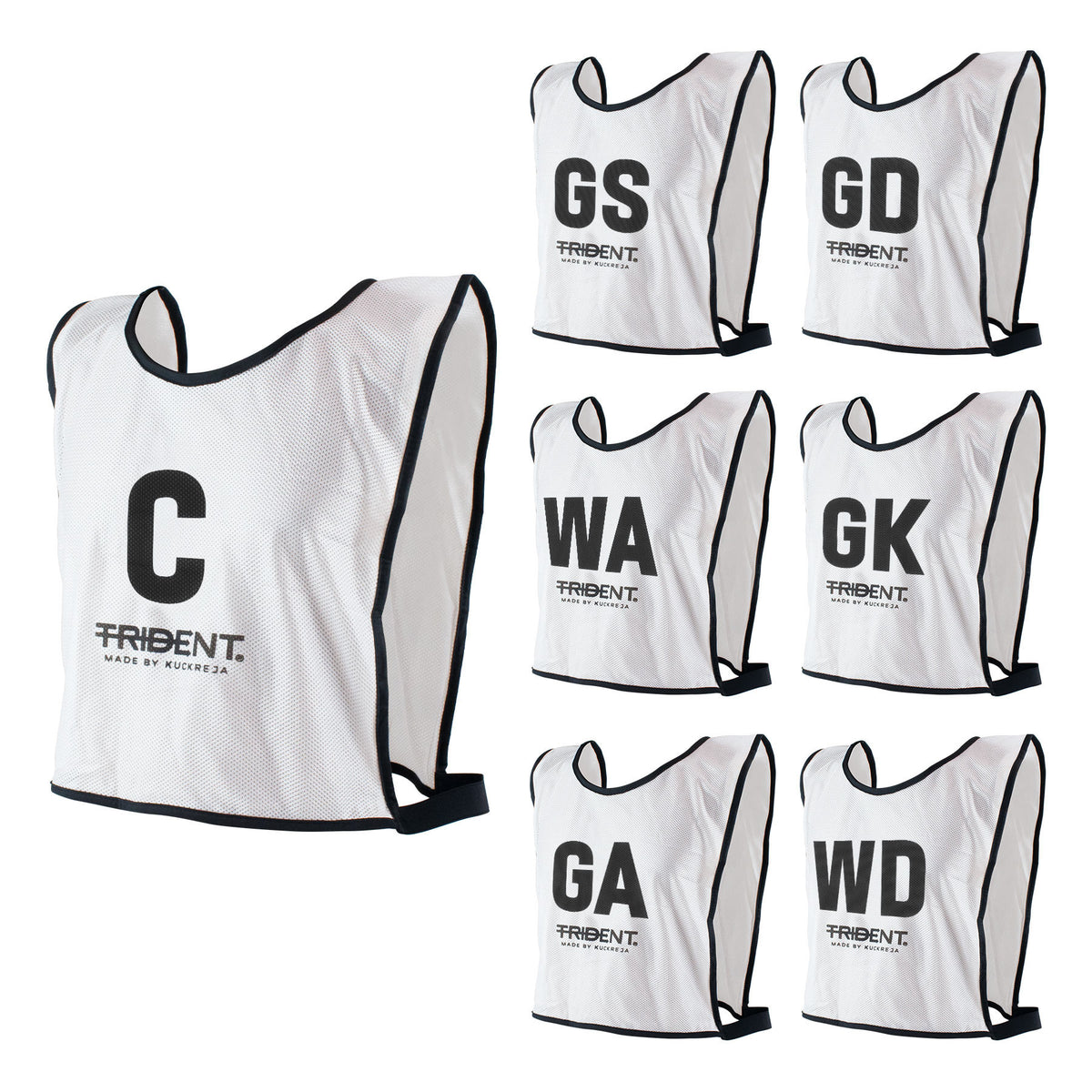 Trident Netball Bibs Set – White (Senior, Junior)