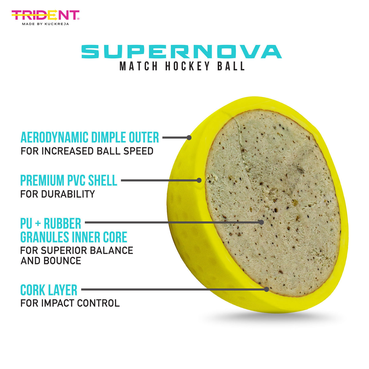 Trident Supernova Hockey Ball - Yellow