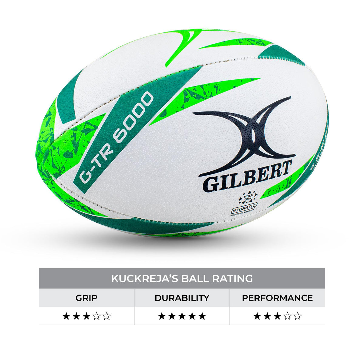 Gilbert GTR 6000 Rugby Ball - Green (Size 4)