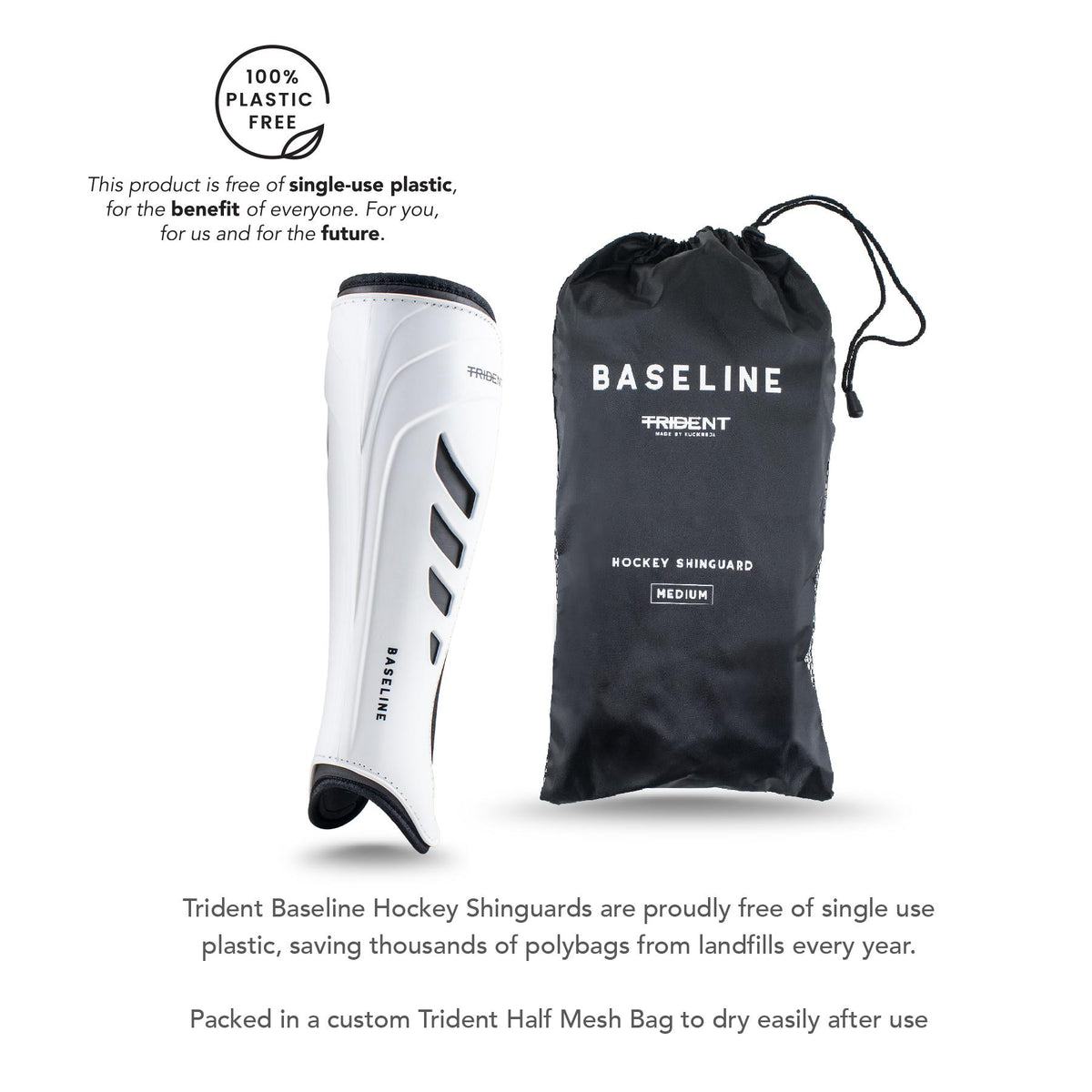 Trident Baseline Hockey Shinguard - White