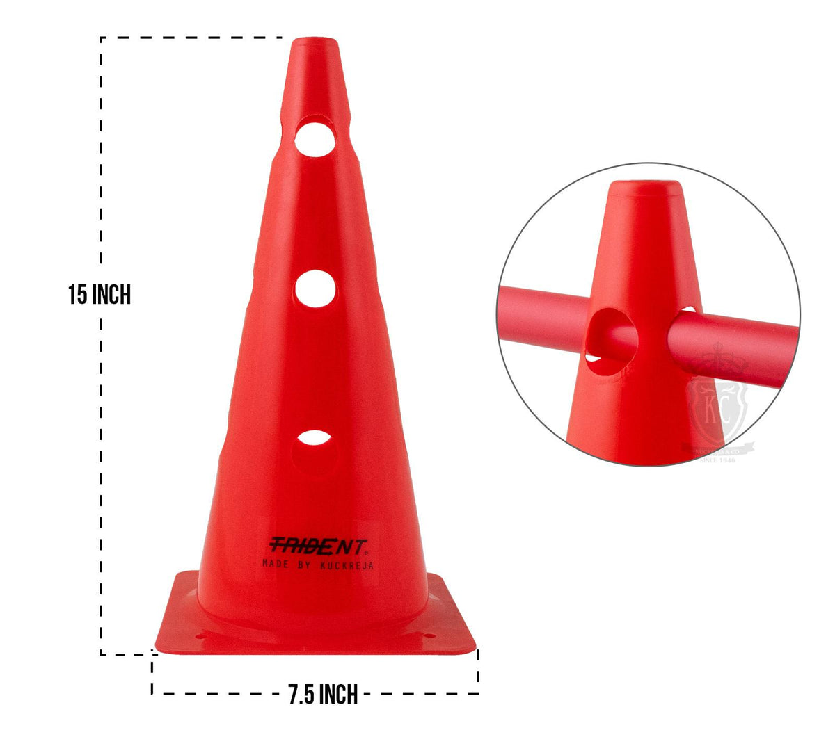 Trident 15" Cone with Holes - Red