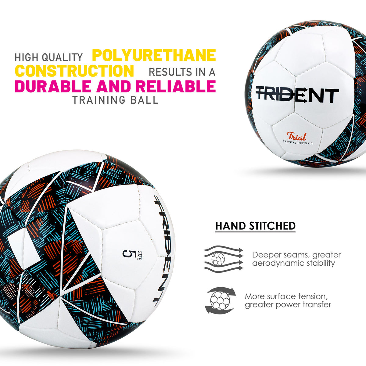 Trident Trial Training Football - Black/Orange (Size 5)