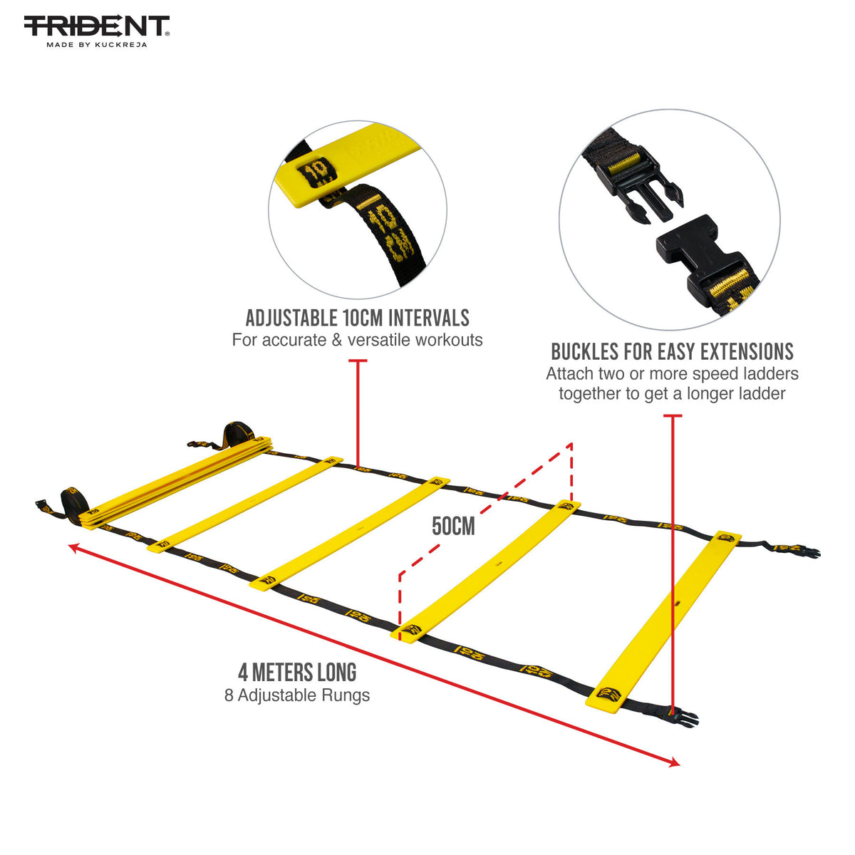 Trident Master Premium Speed Ladder - 4M (Yellow/Black)