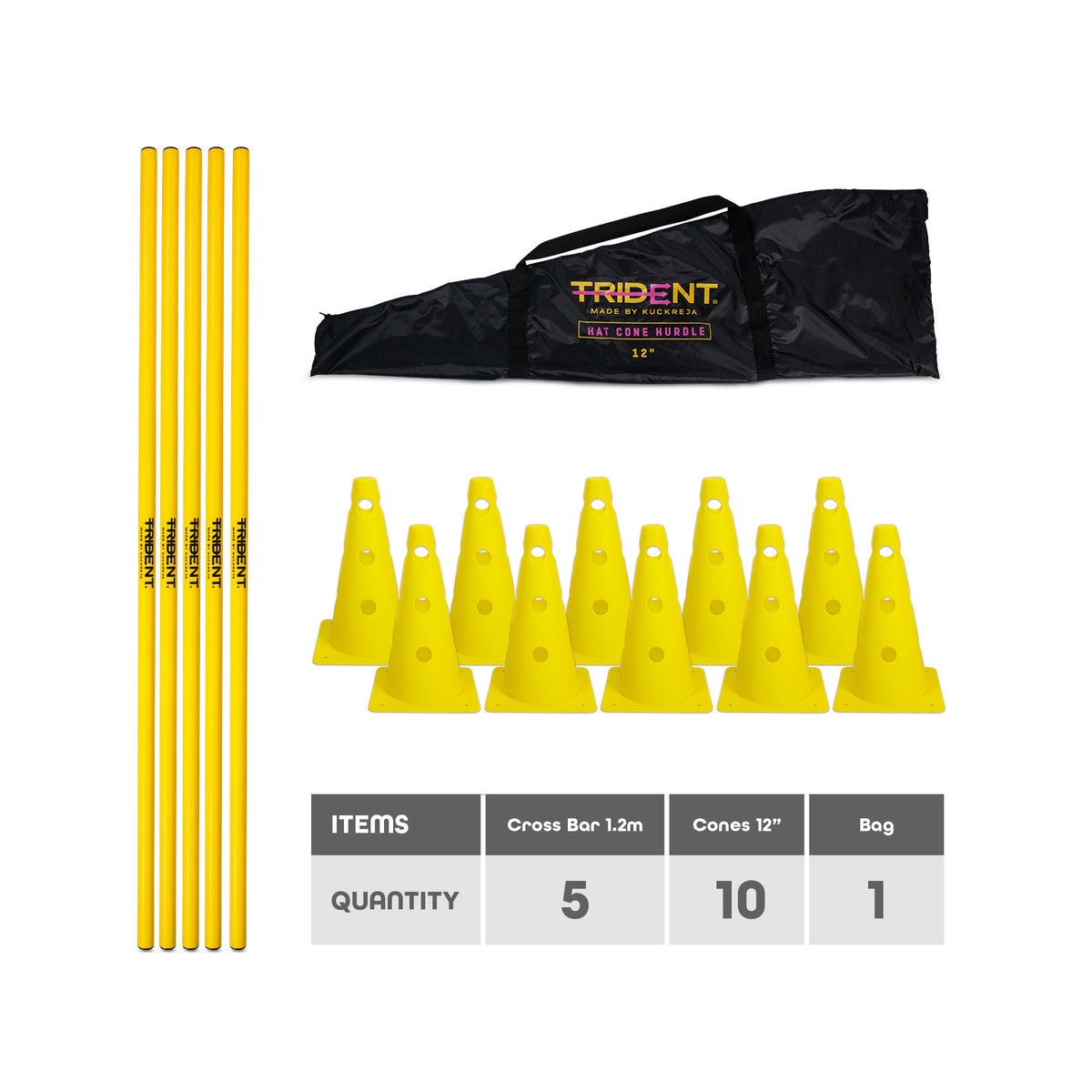 Trident Hat Cone Hurdle Set - 12" (Yellow)