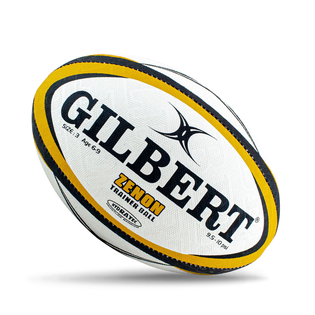Gilbert Zenon Rugby Ball - Yellow (Size 5, 4, 3)