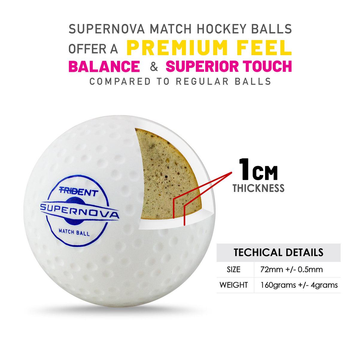 Trident Supernova Hockey Ball - White