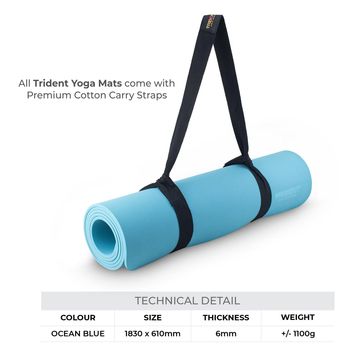 Trident Endurance Grip Yoga Mat - Ocean Blue (6mm)