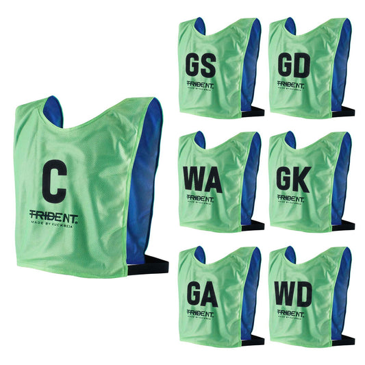 Trident Reversible Netball Bibs Set - Green/Blue (Senior)