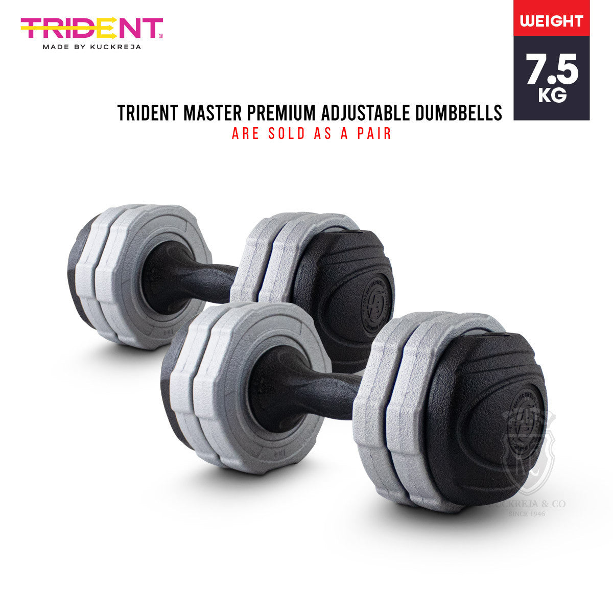 Trident Master Premium Adjustable Dumbbell - 7.5kg (Pair)