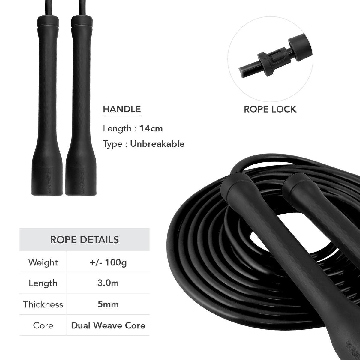Trident Premium Skipping Rope – Midnight Black