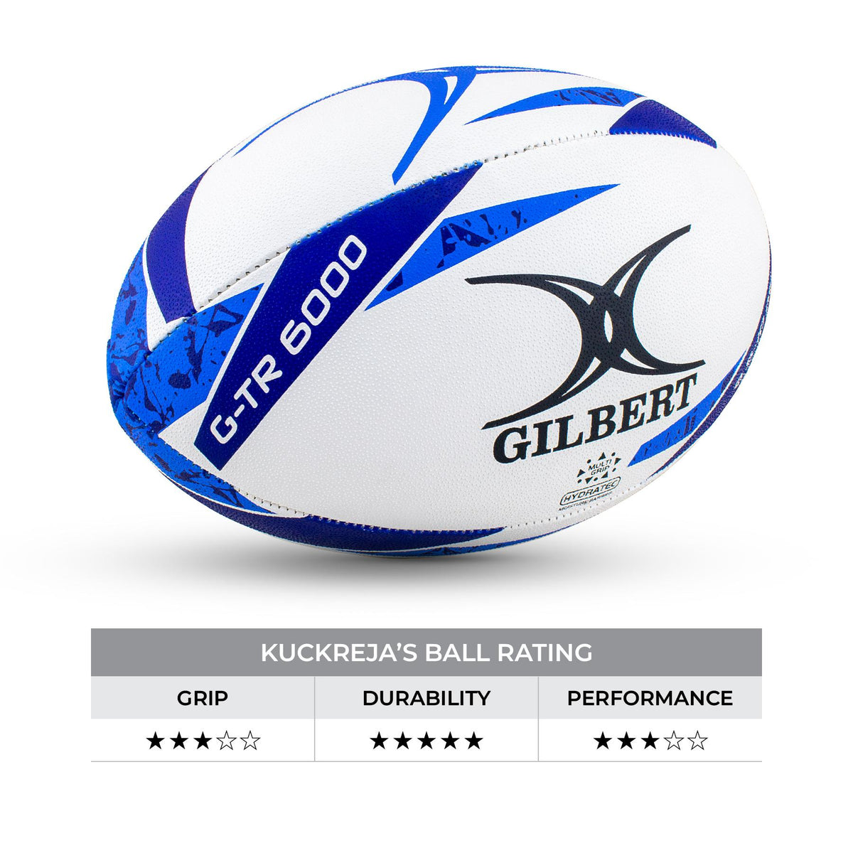 Gilbert GTR 6000 Rugby Ball - Blue (Size 5)