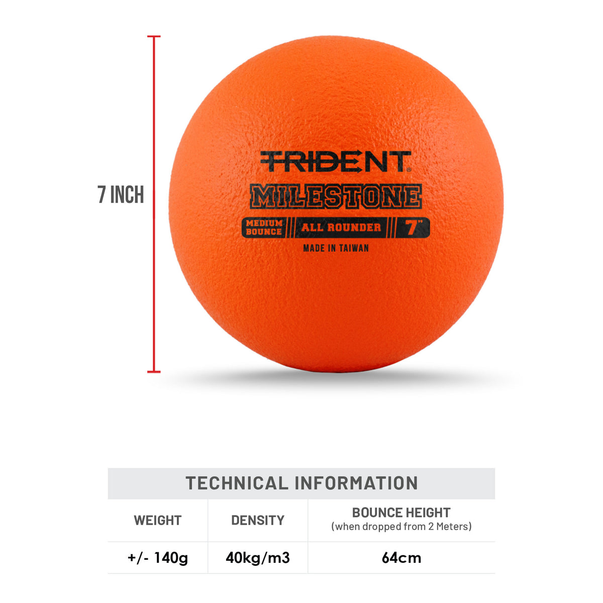Trident Milestone All Rounder Foam Ball - Orange (7")