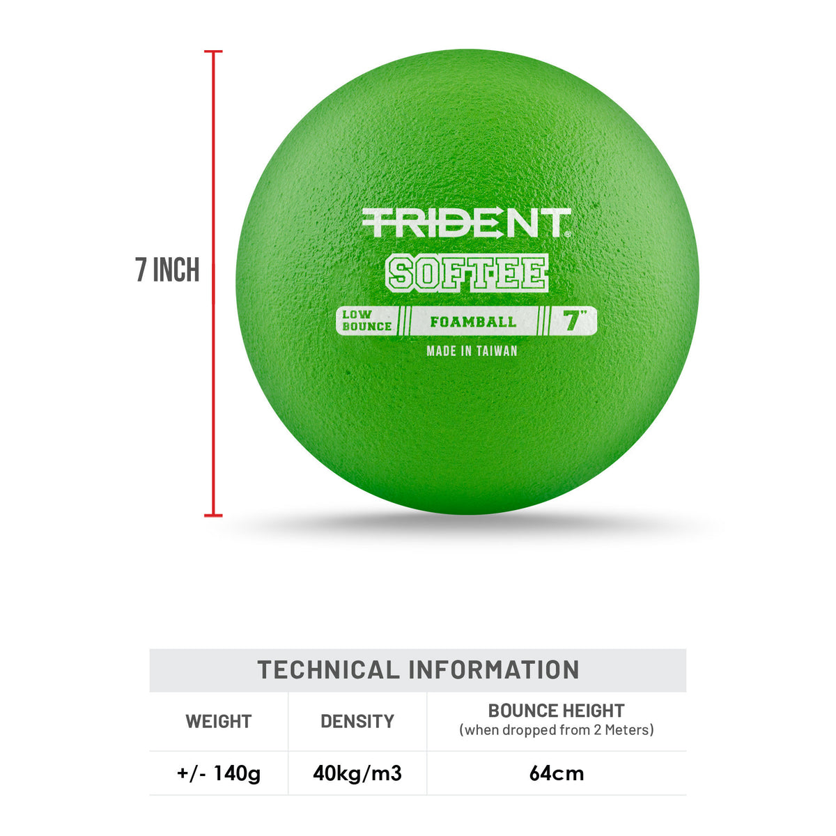 Trident Softee Low Bounce Foam Ball - Green (7")
