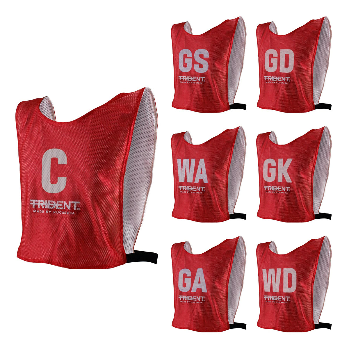 Trident Reversible Netball Bibs Set - Red/White (Senior)
