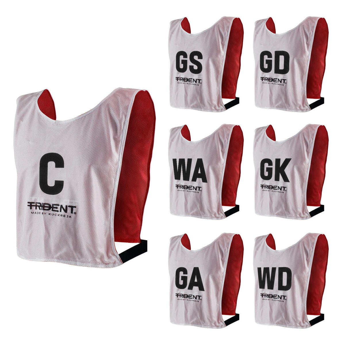 Trident Reversible Netball Bibs Set - Red/White (Senior)