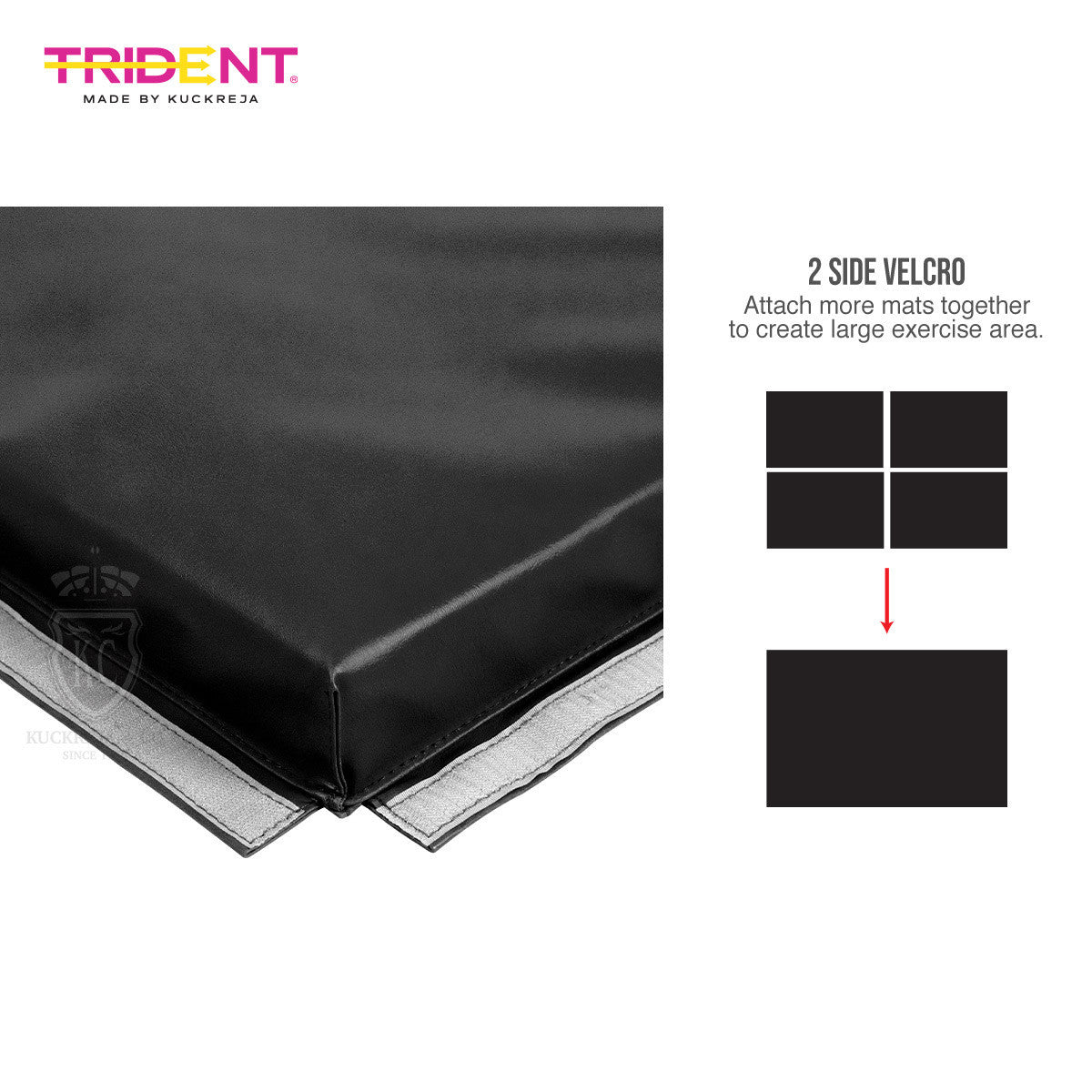 Trident Master Gym Mat with Velcro - 180 x 120 x 5cm (Black)