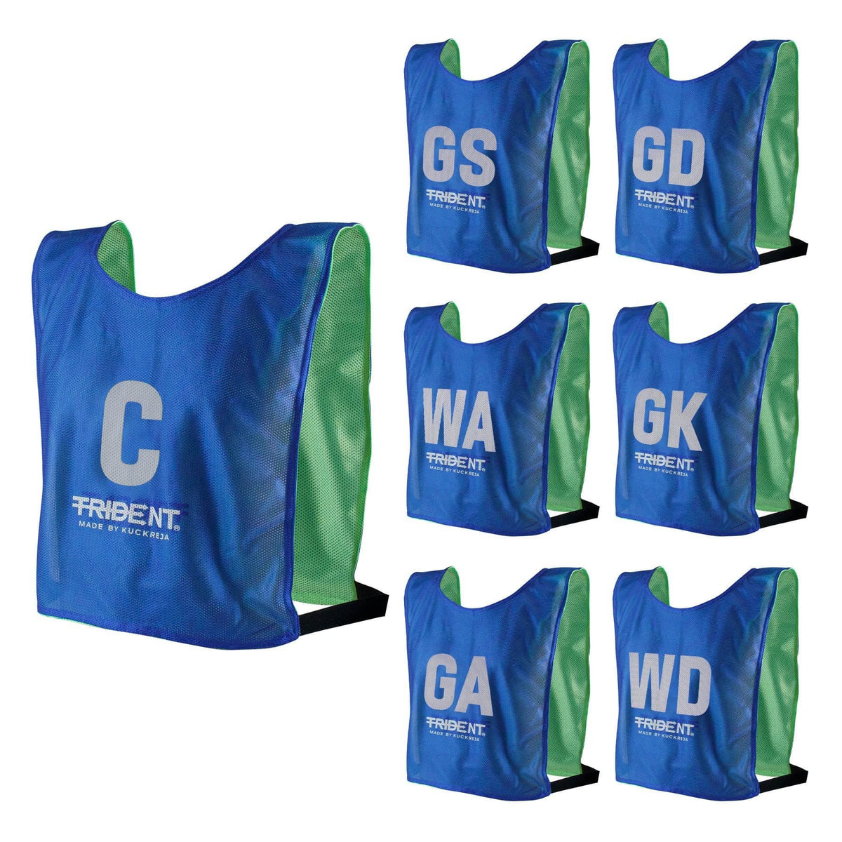 Trident Reversible Netball Bibs Set - Green/Blue (Senior)