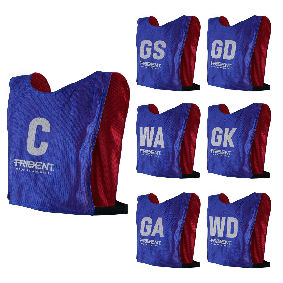 Trident Reversible Netball Bibs Set - Red/Blue (Senior)
