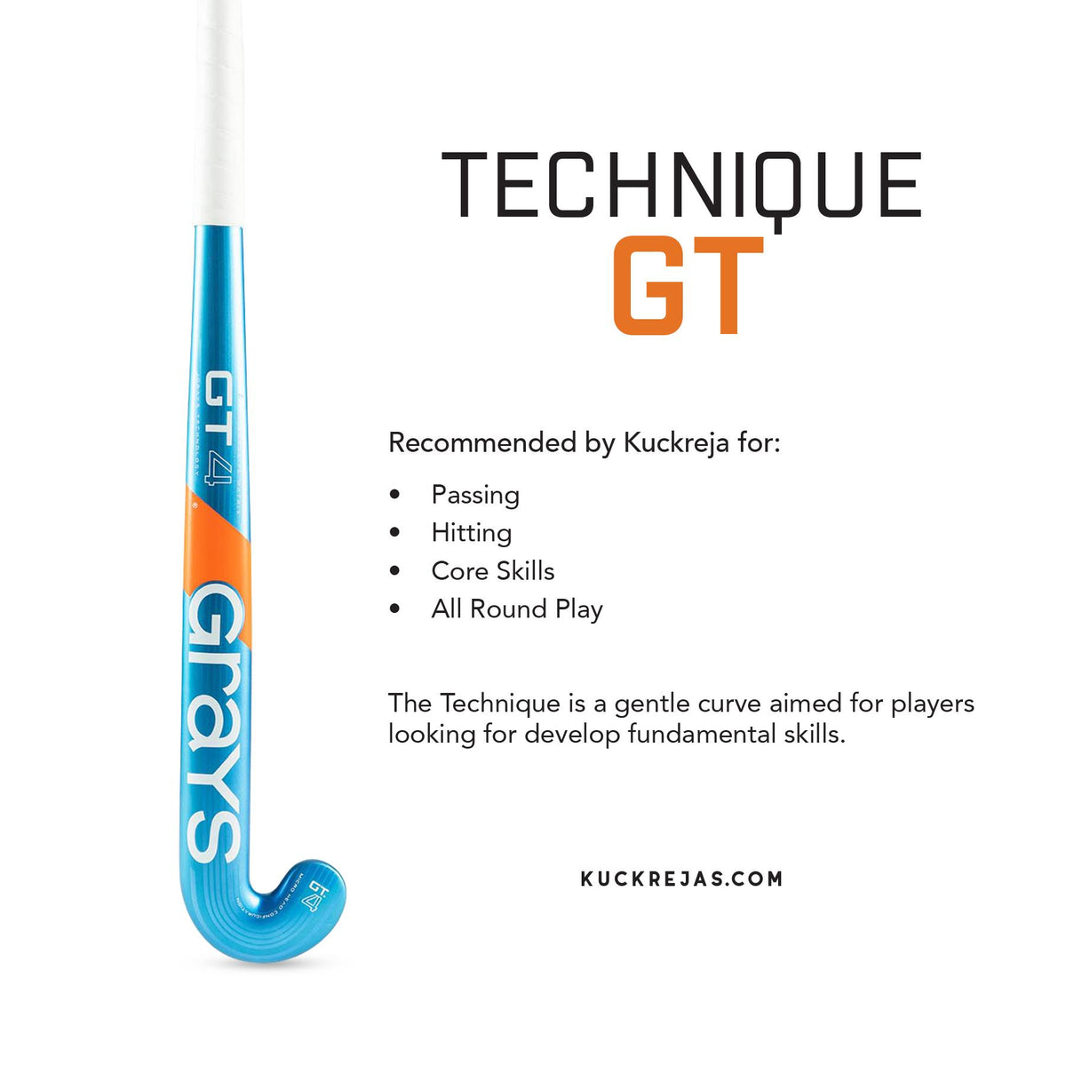 Grays GT4 Junior Composite Hockey Stick - Blue (34")