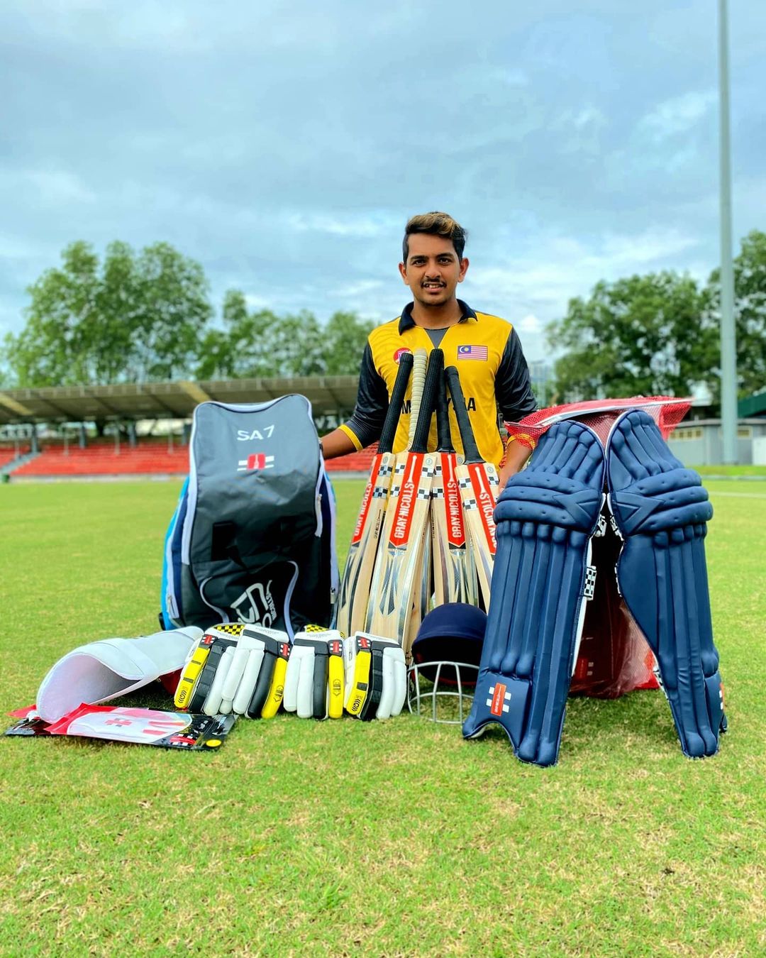 Malaysian Syed Aziz regularly performs as a strong cricket batsman in matches both domestically and internationally.