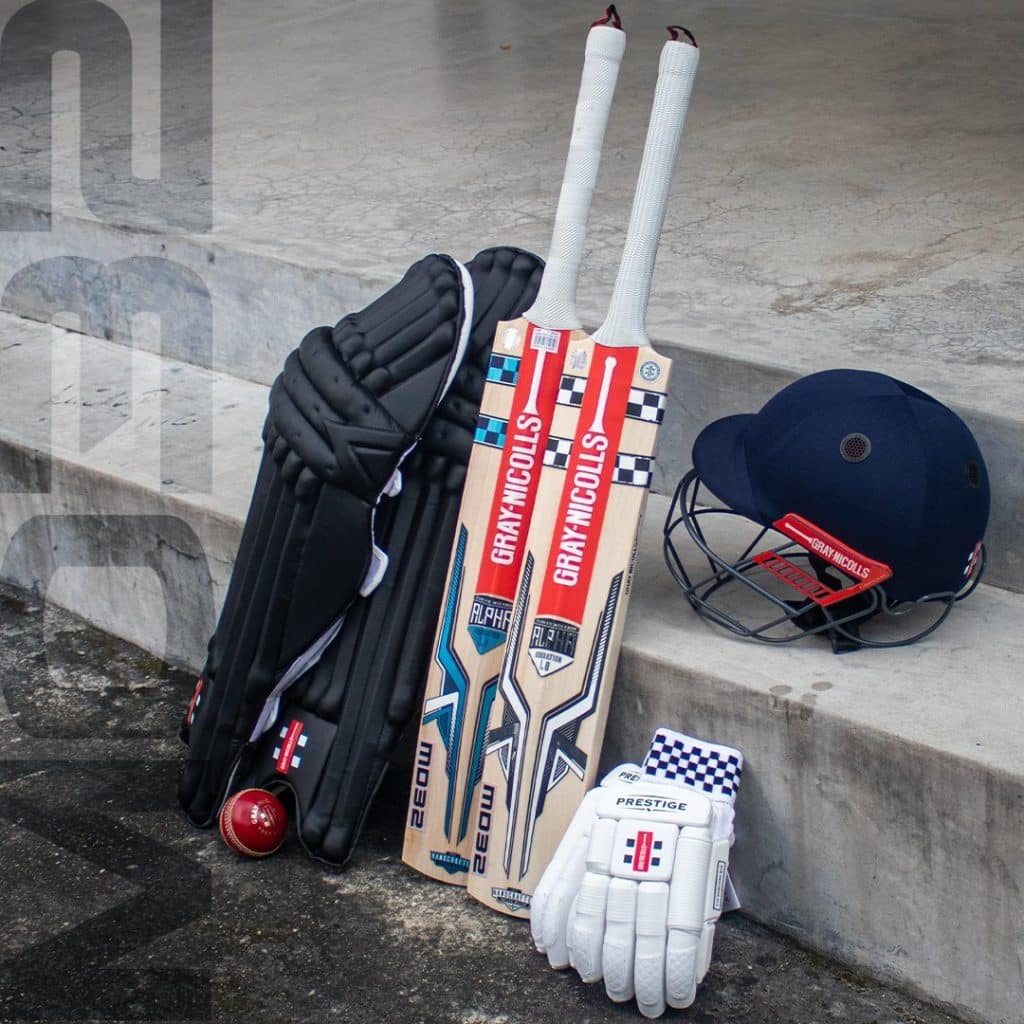 Customised Gray Nicolls Bats with his initials MD32 for all rounder Dhivendran Mogan