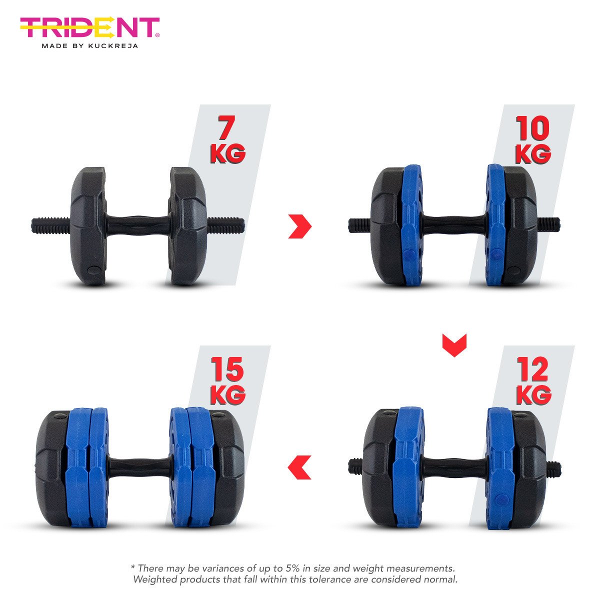 Trident Master Premium Adjustable Dumbbell - 15kg (Piece) - Image 4