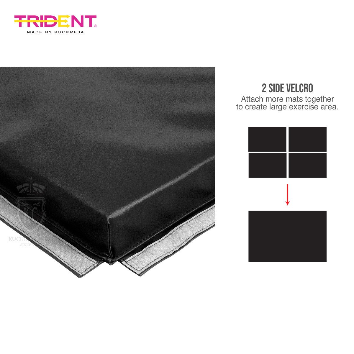 Trident Master Gym Mat with Velcro - 180 x 120 x 5cm (Black) - Image 3