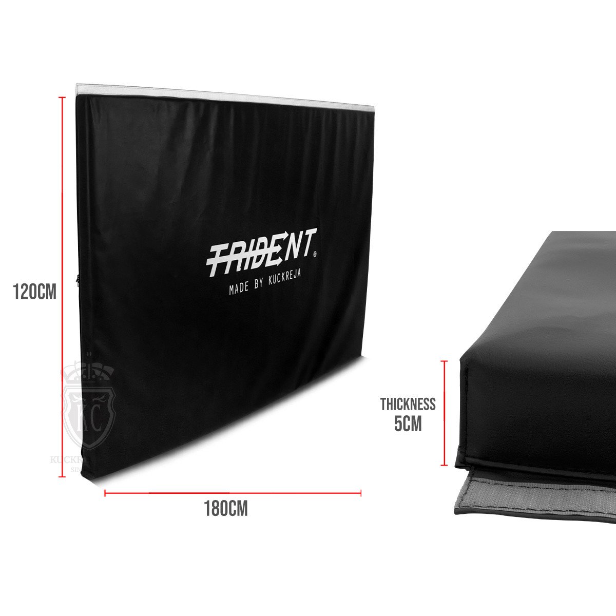 Trident Master Gym Mat with Velcro - 180 x 120 x 5cm (Black) - Image 5