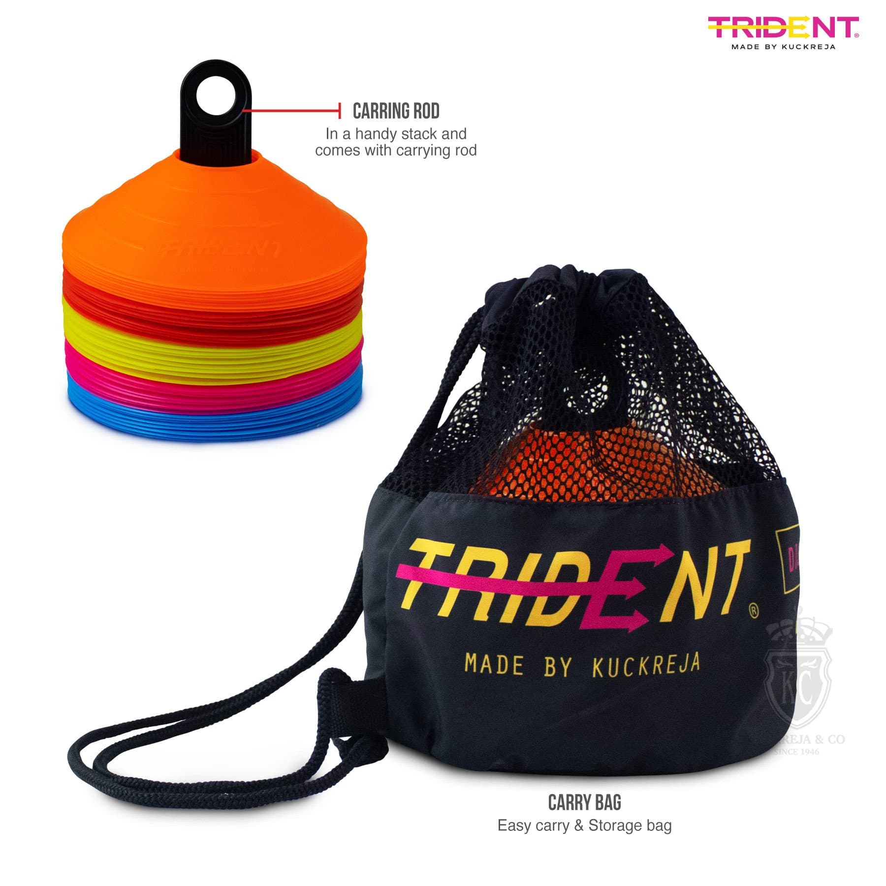 Trident Premium Disco Cone Set - 40 Pieces (Multicolour) - Image 4