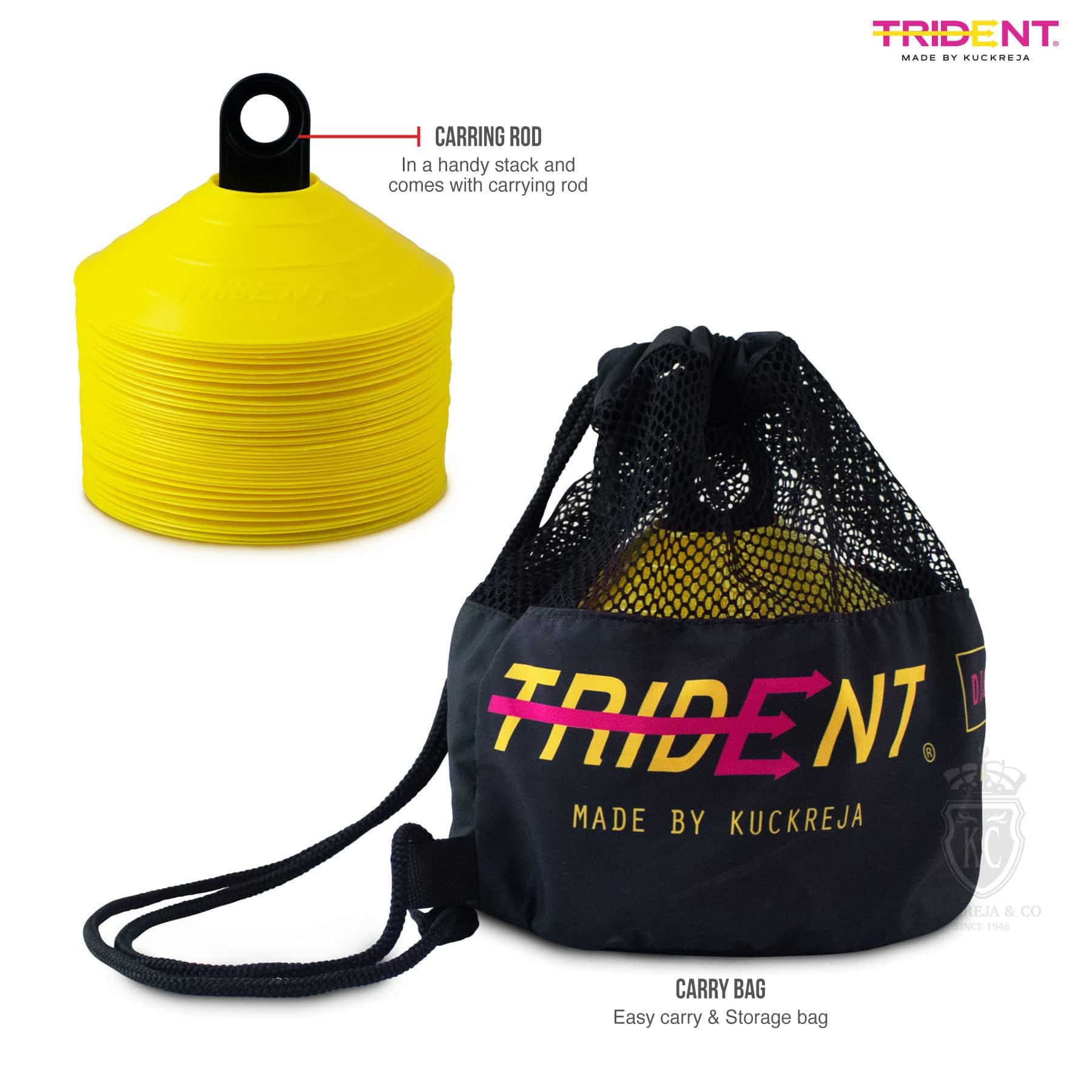 Trident Premium Disco Cone Set - 40 Pieces (Yellow) - Image 4