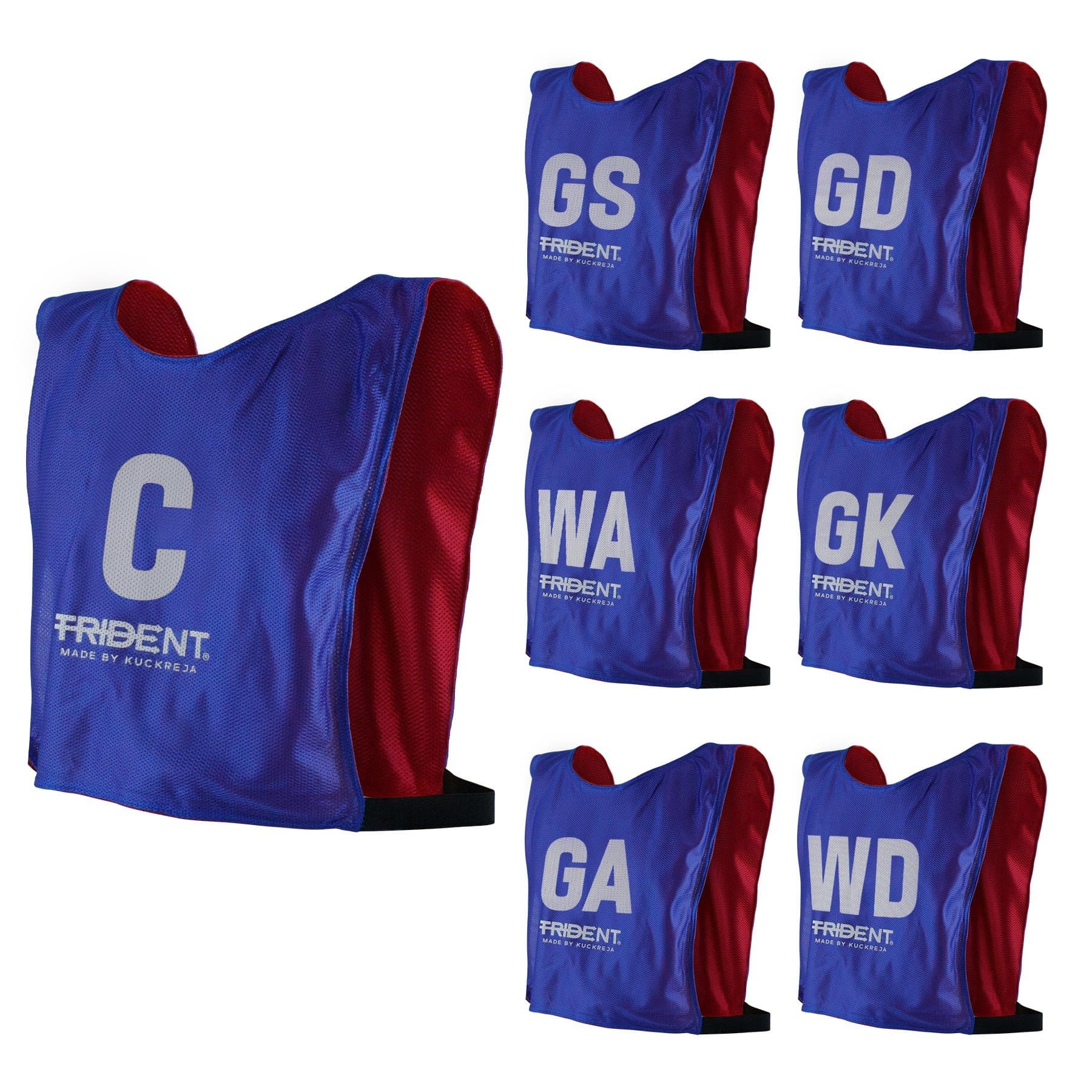 Trident Reversible Netball Bibs Set - Red/Blue (Senior) - Image 2