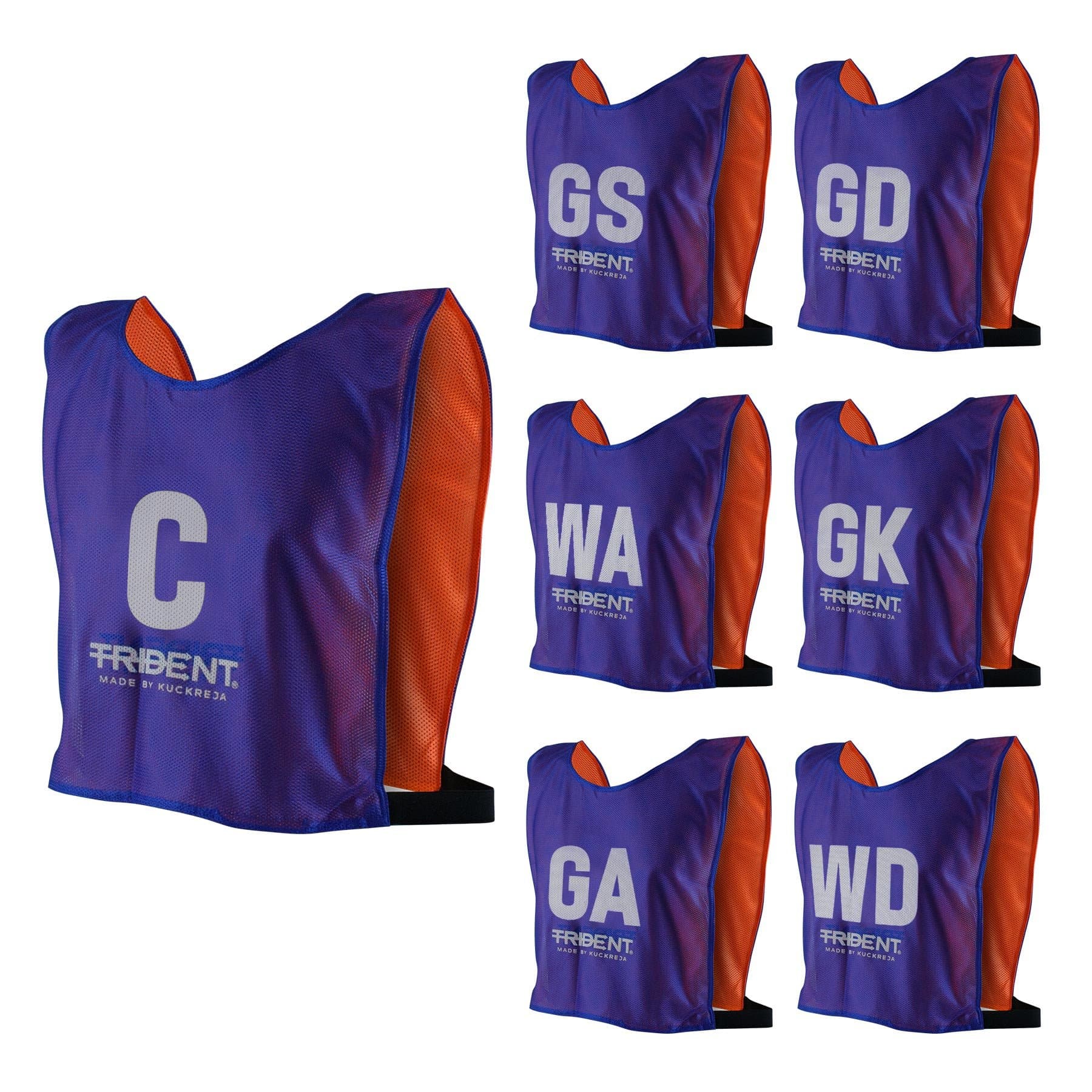 Trident Reversible Netball Bibs Set - Blue/Orange (Senior) - Image 2