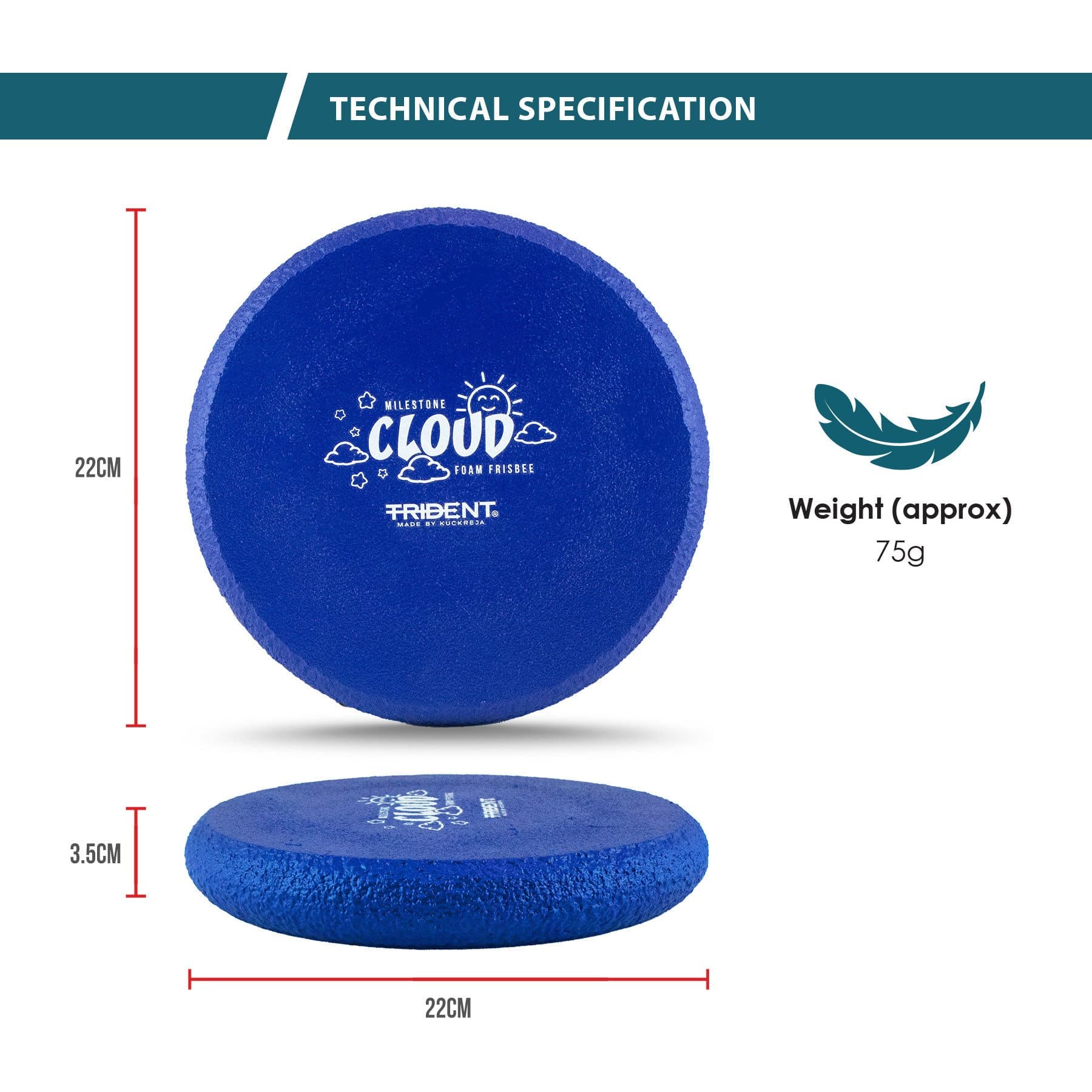 Trident Milestone Cloud Foam Frisbee - Blue - Image 3
