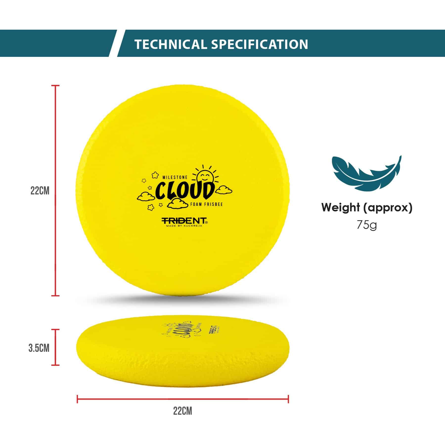 Trident Milestone Cloud Foam Frisbee - Yellow - Image 3