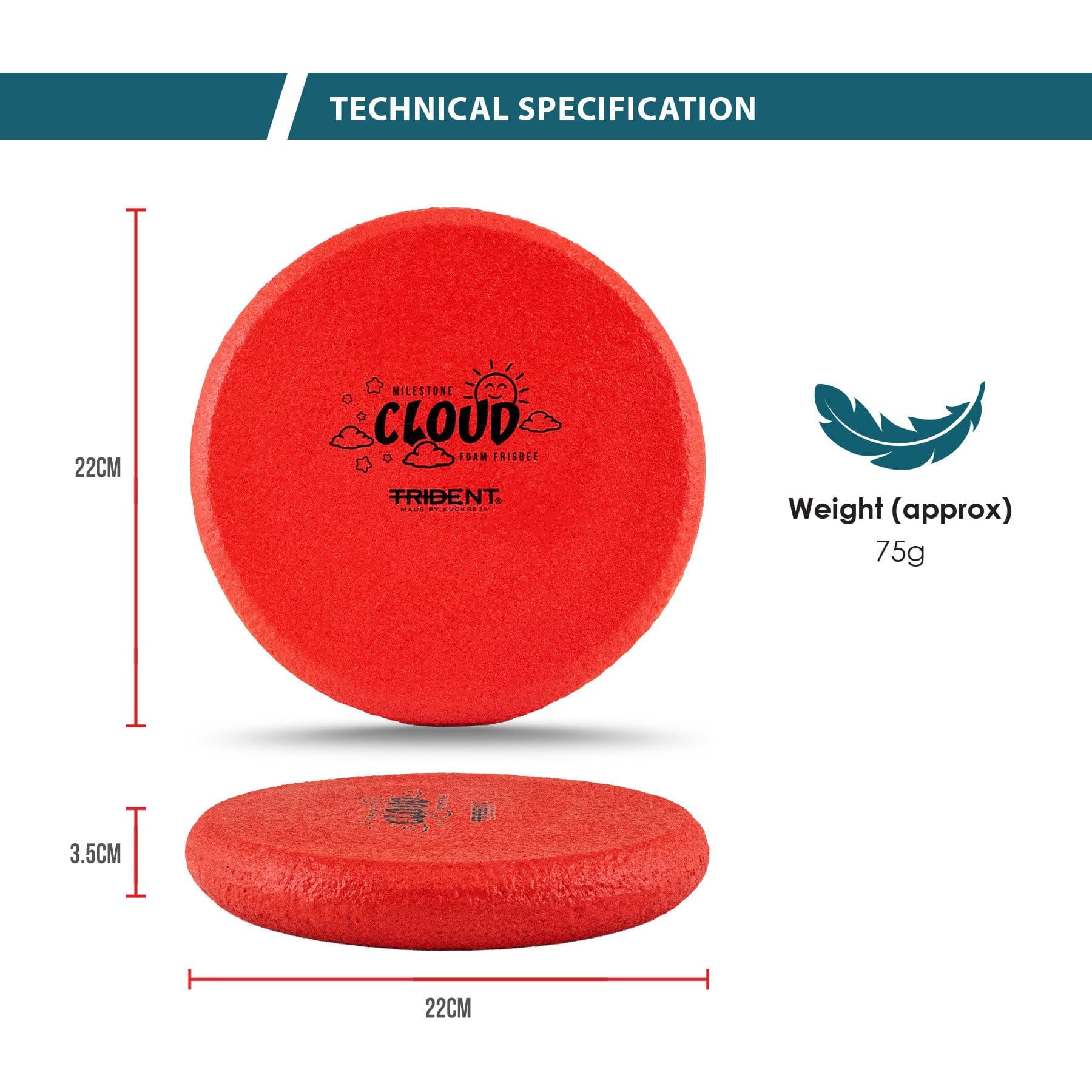 Trident Milestone Cloud Foam Frisbee - Red - Image 4