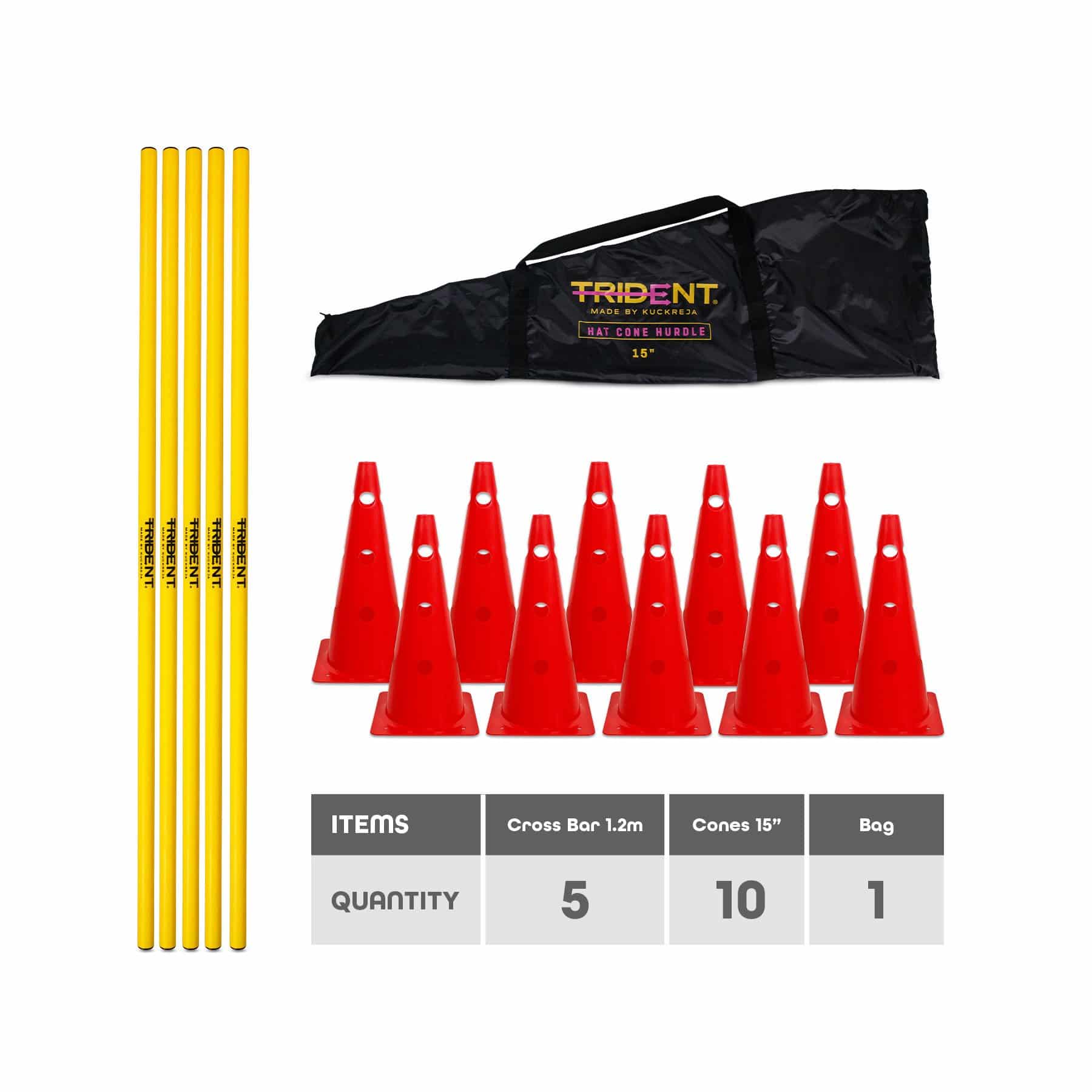 Trident Hat Cone Hurdle Set - 15" (Red) - Image 3